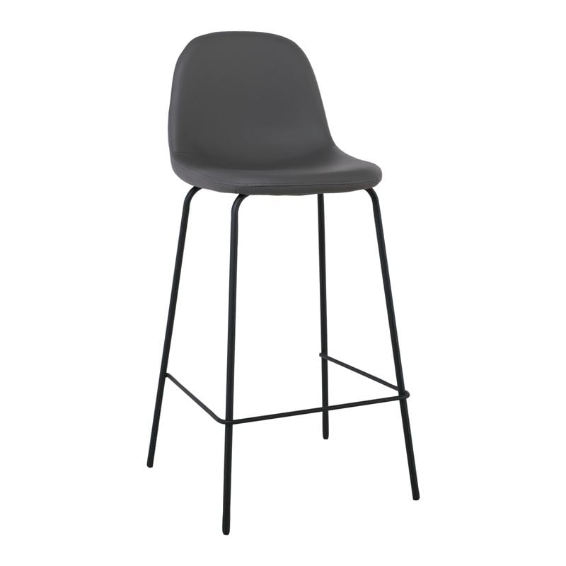 CELINA Σκαμπό BAR με Πλάτη, Κάθισμα H.67cm, Μέταλλο Βαφή Μαύρο, Pvc Γκρι