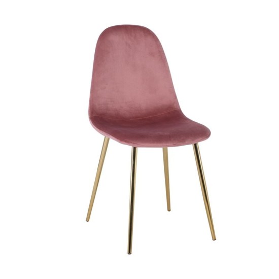 CELINA Καρέκλα Χρώμιο Χρυσό, Velure Antique Pink CELINA Καρέκλα Χρώμιο Χρυσό, Velure Antique Pink