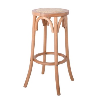 VIENNA Σκαμπό BAR, Ξύλο Οξιά Απόχρωση Φυσικό, Κάθισμα Ψάθα