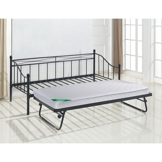 MARIN Set: Daybed (για στρώμα 90x190) + Βοηθητικό Κρεβάτι με Στρώμα 185x85 Μέταλλο Μαύρο MARIN Set: Daybed (για στρώμα 90x190) + Βοηθητικό Κρεβάτι με Στρώμα 185x85 Μέταλλο Μαύρο