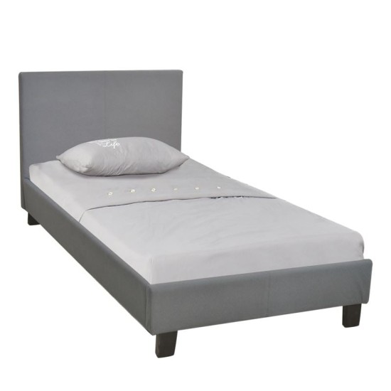 WILTON Κρεβάτι Μονό, για Στρώμα 90x190cm, Ύφασμα Γκρι WILTON Κρεβάτι Μονό, για Στρώμα 90x190cm, Ύφασμα Γκρι