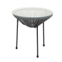 ACAPULCO Τραπεζάκι Μέταλλο Βαφή Μαύρο, Plastic Rattan Γκρι