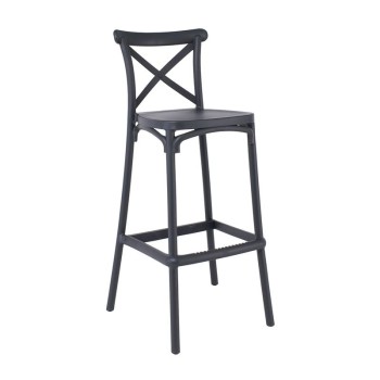 DESTINY Σκαμπό BAR με Πλάτη, PP Ανθρακί