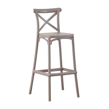 DESTINY Σκαμπό BAR με Πλάτη, PP Mocha