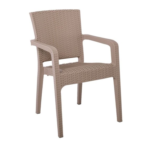 LORA Πολυθρόνα Κήπου Στοιβαζόμενη, PP (Rattan Look) Απόχρωση Cappuccino LORA Πολυθρόνα Κήπου Στοιβαζόμενη, PP (Rattan Look) Απόχρωση Cappuccino