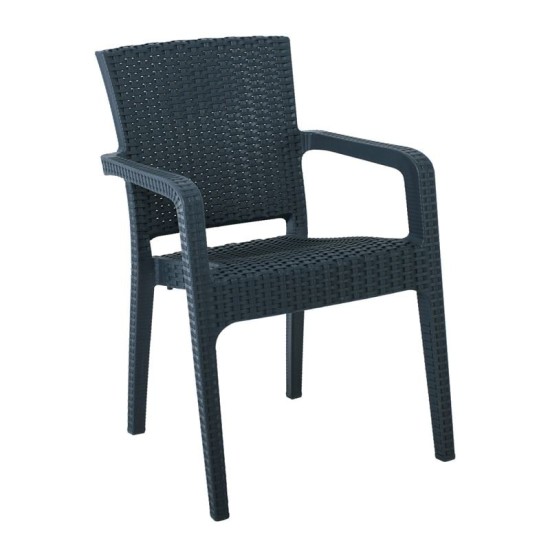 LORA Πολυθρόνα Κήπου Στοιβαζόμενη, PP (Rattan Look) Απόχρωση Ανθρακί LORA Πολυθρόνα Κήπου Στοιβαζόμενη, PP (Rattan Look) Απόχρωση Ανθρακί