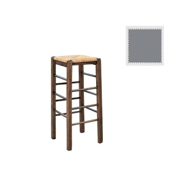 ΤΑΒΕΡΝΑΣ Σκαμπό BAR, Οξιά Βαφή Εμποτισμός Λάκα Γκρι, Κάθισμα Ψάθα