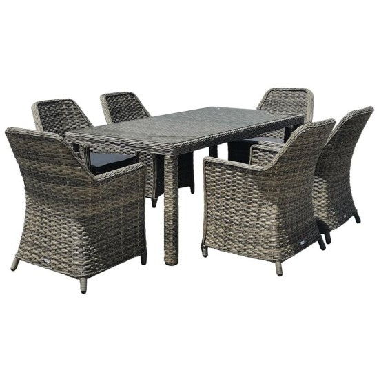 ESPERIA Set Τραπεζαρία Κήπου ALU,Wicker Grey Brown-Ανθρακί: Τραπέζι 180x90 + 6 Πολυθρόνες ESPERIA Set Τραπεζαρία Κήπου ALU,Wicker Grey Brown-Ανθρακί: Τραπέζι 180x90 + 6 Πολυθρόνες