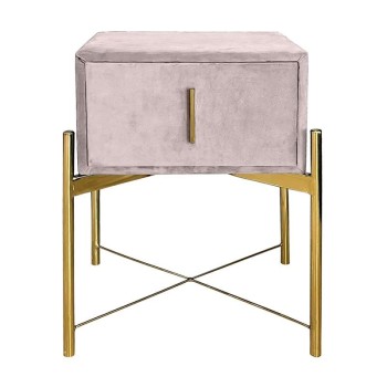 PASSION  Κομοδίνο με 1 Συρτάρι, Ύφασμα Velure Απόχρωση Cappuccino