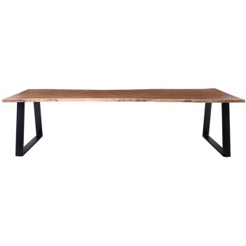 LIZARD-W Τραπέζι Τραπεζαρίας, Μέταλλο Βαφή Μαύρο, Ξύλο Ακακία Φυσικό