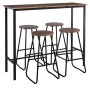 PUB Set Bar Τραπέζι + 4 Σκαμπό, Μέταλλο Βαφή Ανθρακί - Antique Brown