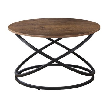 TORRE Τραπεζάκι Σαλονιού- Καθιστικού, Μέταλλο Βαφή Μαύρο, Απόχρωση Καρυδί