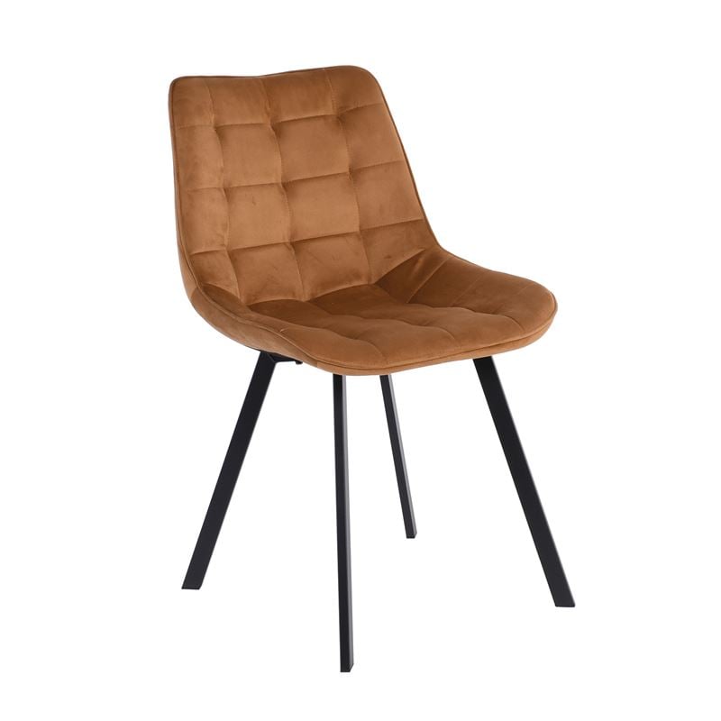 MYRIAM Καρέκλα Τραπεζαρίας, Μέταλλο Βαφή Μαύρο, Ύφασμα Velure Απόχρωση Μπεζ