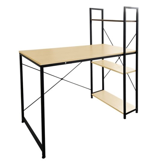 ΓΡΑΦΕΙΟ Η/Υ με 4 Ράφια Μέταλλο Βαφή Μαύρο, Melamine Beech ΓΡΑΦΕΙΟ Η/Υ με 4 Ράφια Μέταλλο Βαφή Μαύρο, Melamine Beech