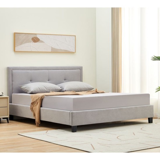 BECO Κρεβάτι Διπλό για Στρώμα 160x200cm, Ύφασμα Ανοιχτό Γκρι BECO Κρεβάτι Διπλό για Στρώμα 160x200cm, Ύφασμα Ανοιχτό Γκρι