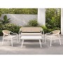 PALERMO Set Καθιστικό Κήπου Μεταλλικό Άσπρο,Wicker Φυσικό: Τραπέζι+2 Θέσιος+2 Πολυθρόνες