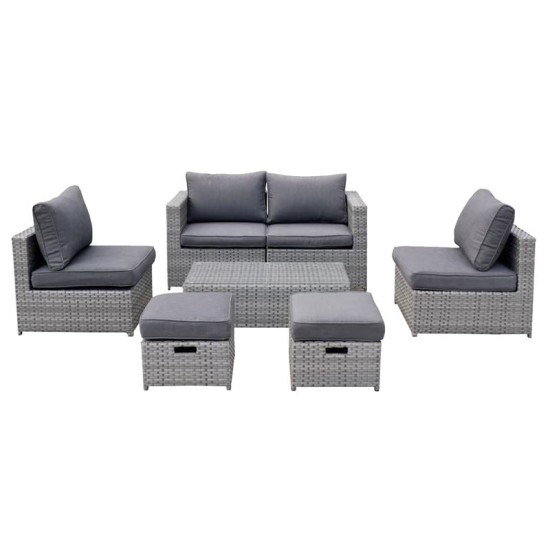 BALI Set Μέταλλο - Wicker: Τραπέζι+ 2θ Καναπέ+ 2 Σκαμπό+ 2 καθίσματα, Απόχρωση Γκρι BALI Set Μέταλλο - Wicker: Τραπέζι+ 2θ Καναπέ+ 2 Σκαμπό+ 2 καθίσματα, Απόχρωση Γκρι