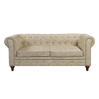 CHESTERFIELD York Kαναπές 3Θέσιος Σαλονιού - Καθιστικού, Ύφασμα Απόχρωση Μπεζ
