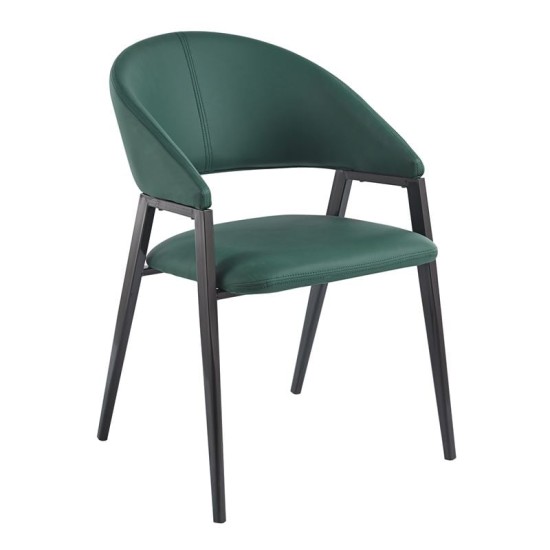 DELI Πολυθρόνα Μέταλλο Βαφή Μαύρο, Pu Forest Green DELI Πολυθρόνα Μέταλλο Βαφή Μαύρο, Pu Forest Green