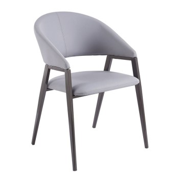 DELI Πολυθρόνα Μέταλλο Βαφή Μαύρο, Pu Γκρι