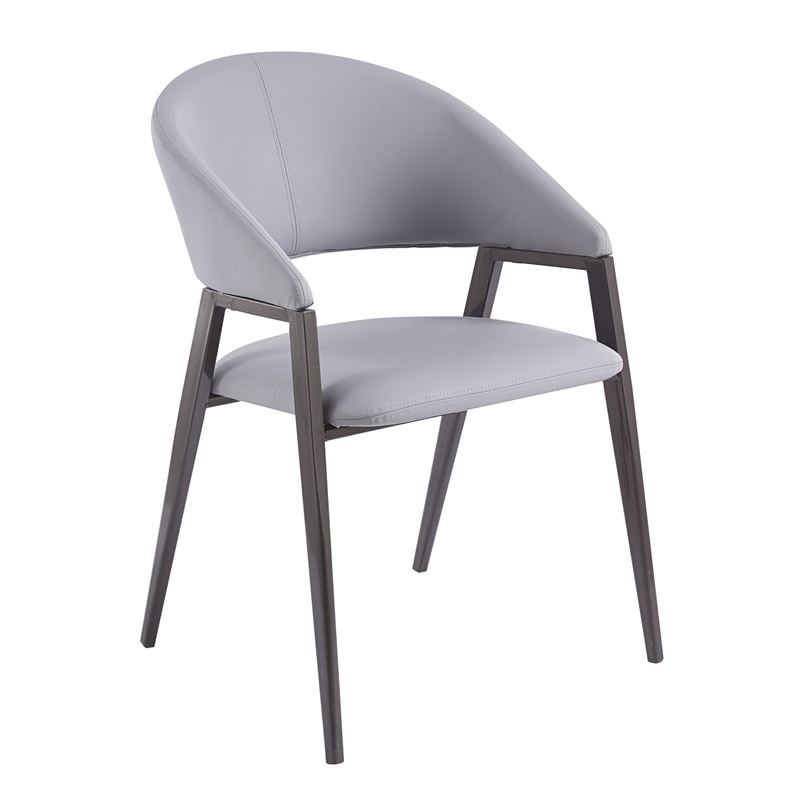 DELI Πολυθρόνα Μέταλλο Βαφή Μαύρο, Pu Γκρι