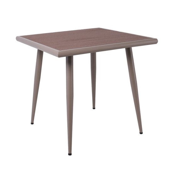 SERRANO Τραπέζι Κήπου-Βεράντας Μέταλλο Βαφή Sand Beige, Polywood Καρυδί SERRANO Τραπέζι Κήπου-Βεράντας Μέταλλο Βαφή Sand Beige, Polywood Καρυδί