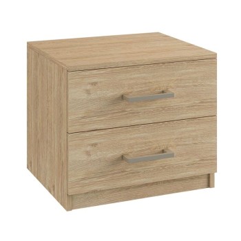 LIFE-W Κομοδίνο με 2 Συρτάρια, Απόχρωση Sonoma