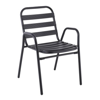 FANTIC Πολυθρόνα Μέταλλο - Αλουμίνιο Βαφή Ανθρακί, Στοιβαζόμενη