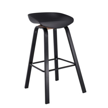 PENT Σκαμπό Bar, Μέταλλο Βαφή Μαύρο, PP Μαύρο