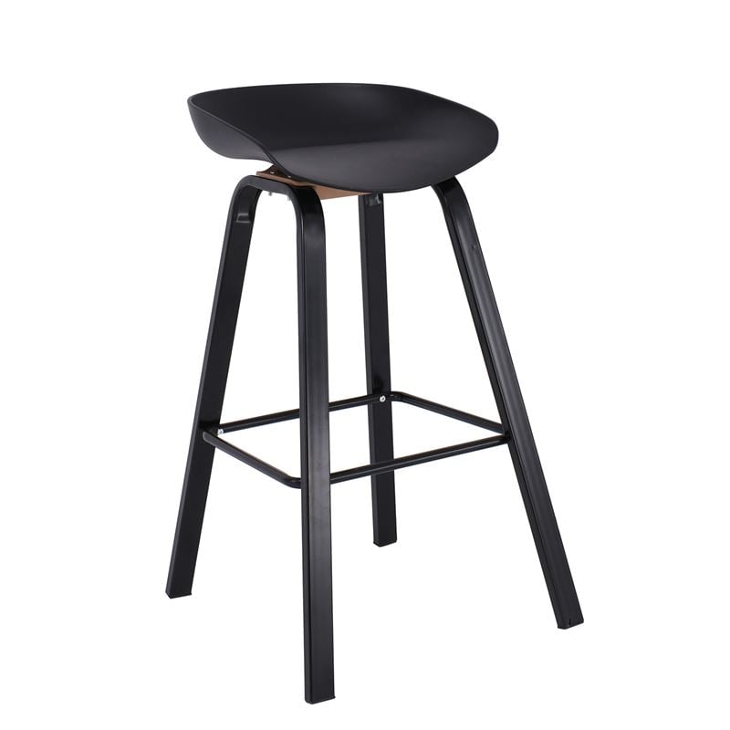 PENT Σκαμπό Bar, Μέταλλο Βαφή Μαύρο, PP Μαύρο