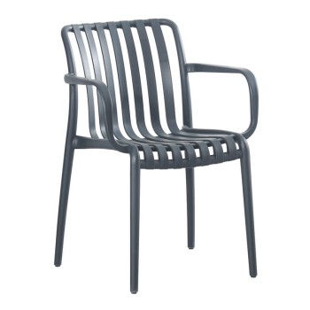 MODA-H Πολυθρόνα Στοιβαζόμενη, PP - UV Protection Απόχρωση Ανθρακί