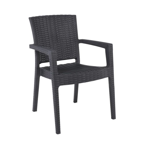 LORA-Pro Πολυθρόνα Στοιβαζόμενη, PP (Rattan Look) Απόχρωση Ανθρακί LORA-Pro Πολυθρόνα Στοιβαζόμενη, PP (Rattan Look) Απόχρωση Ανθρακί