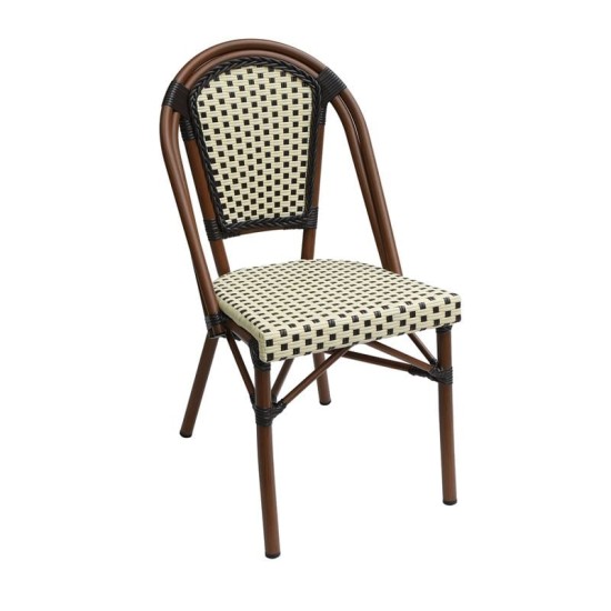 PARIS Καρέκλα Bistro Αλουμίνιο Καρυδί, Wicker Μπεζ - Καφέ, Στοιβαζόμενη PARIS Καρέκλα Bistro Αλουμίνιο Καρυδί, Wicker Μπεζ - Καφέ, Στοιβαζόμενη
