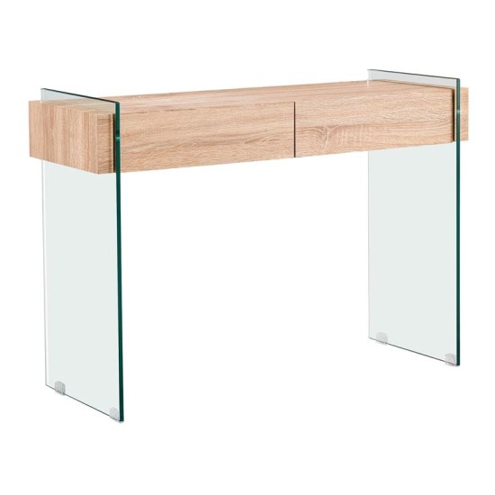 GLASSER Wood Κονσόλα Διάφανο Γυαλί 12mm - με Συρτάρια Απόχρωση Δρυς GLASSER Wood Κονσόλα Διάφανο Γυαλί 12mm - με Συρτάρια Απόχρωση Δρυς