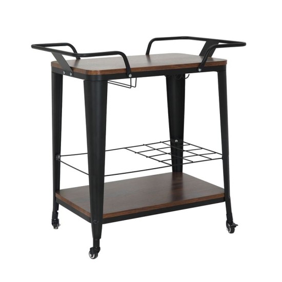 RELIX Trolley Bar-Pro Μέταλλο Βαφή Μαύρο, MDF Απόχρωση Καρυδί RELIX Trolley Bar-Pro Μέταλλο Βαφή Μαύρο, MDF Απόχρωση Καρυδί
