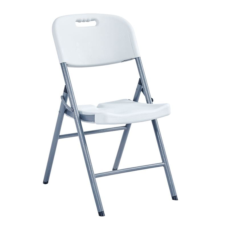 BLOW Καρέκλα Πτυσσόμενη, Μέταλλο Βαφή Γκρι, HDPE Άσπρο