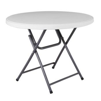 BLOW Τραπέζι Ροτόντα - Catering Πτυσσόμενο, Μέταλλο Βαφή Γκρι, HDPE Άσπρο 45mm