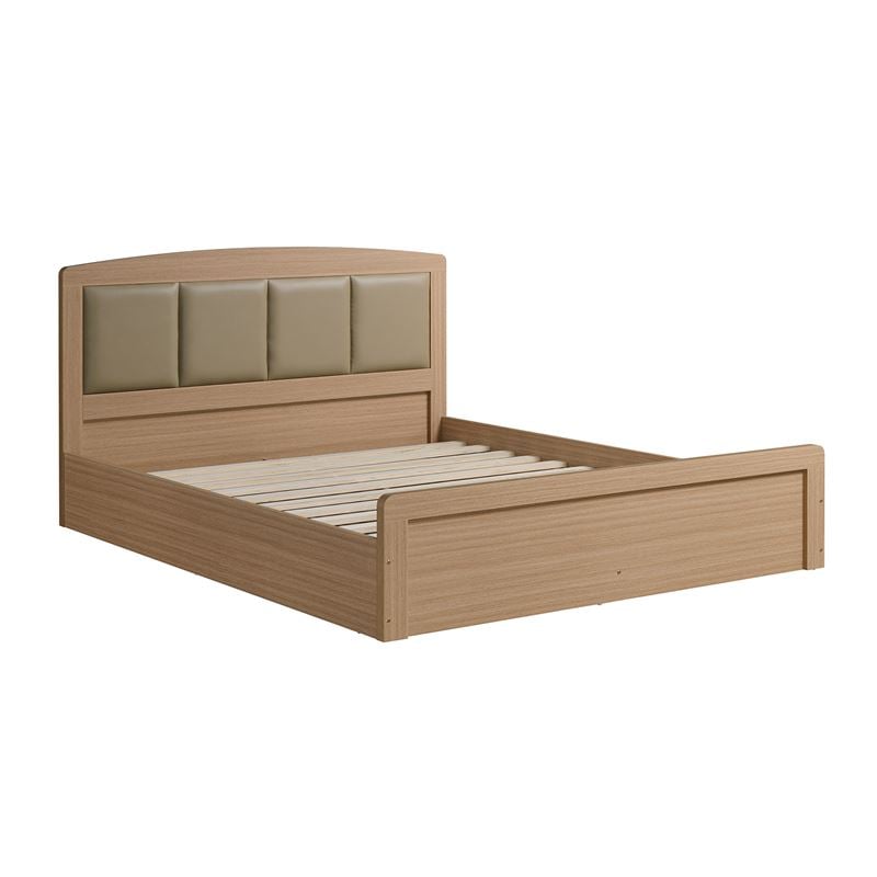 LIFE LUX Κρεβάτι Διπλό για Στρώμα 150x200cm, Απόχρωση Sonoma Oak, Κεφαλάρι Pu Μπεζ