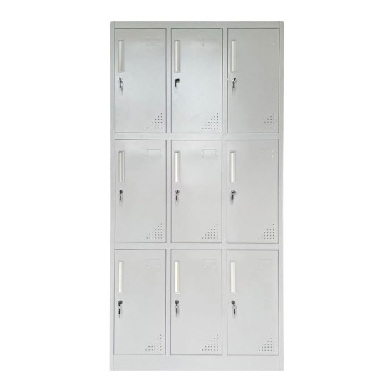 LOCKER 9 Θέσεων Μέταλλο Βαφή Γκρι Με εσωτερικά ράφια