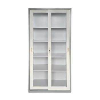 ΝΤΟΥΛΑΠΑ Δίφυλλη με Συρόμενες επάλληλες πόρτες, 4 Ράφια, Μέταλλο Βαφή Γκρι