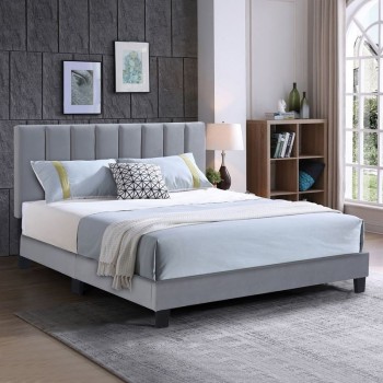 ALLEGRO Κρεβάτι Διπλό 150x200cm, Ύφασμα Γκρι, με Κεφαλάρι πολλαπλών θέσεων