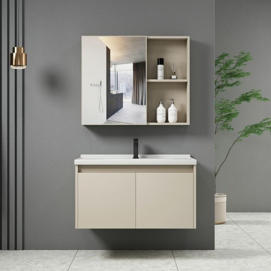 IDEA-1 Set Έπιπλο Κρεμαστό Μπάνιου Cream, Καθρέπτης + Πάγκος με Νιπτήρα και Μπαταρία IDEA-1 Set Έπιπλο Κρεμαστό Μπάνιου Cream, Καθρέπτης + Πάγκος με Νιπτήρα και Μπαταρία