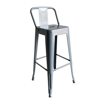 RELIX Σκαμπό Bar με Πλάτη, Μέταλλο Βαφή Γκρι