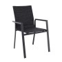 NAPOLI Πολυθρόνα Dining Αλουμίνιο Βαφή Μαύρο Textilene Ανθρακί, Στοιβαζόμενη