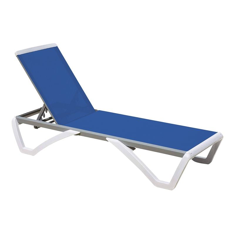 SUMMER K/D Ξαπλώστρα Αλουμίνιο Ανθρακί, PP Άσπρο - Textilene Μπλε