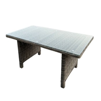 ARIZONA Τραπέζι Dining Βεράντας - Κήπου ALU, Wicker Grey Brown, Γυαλί Tempered 5mm
