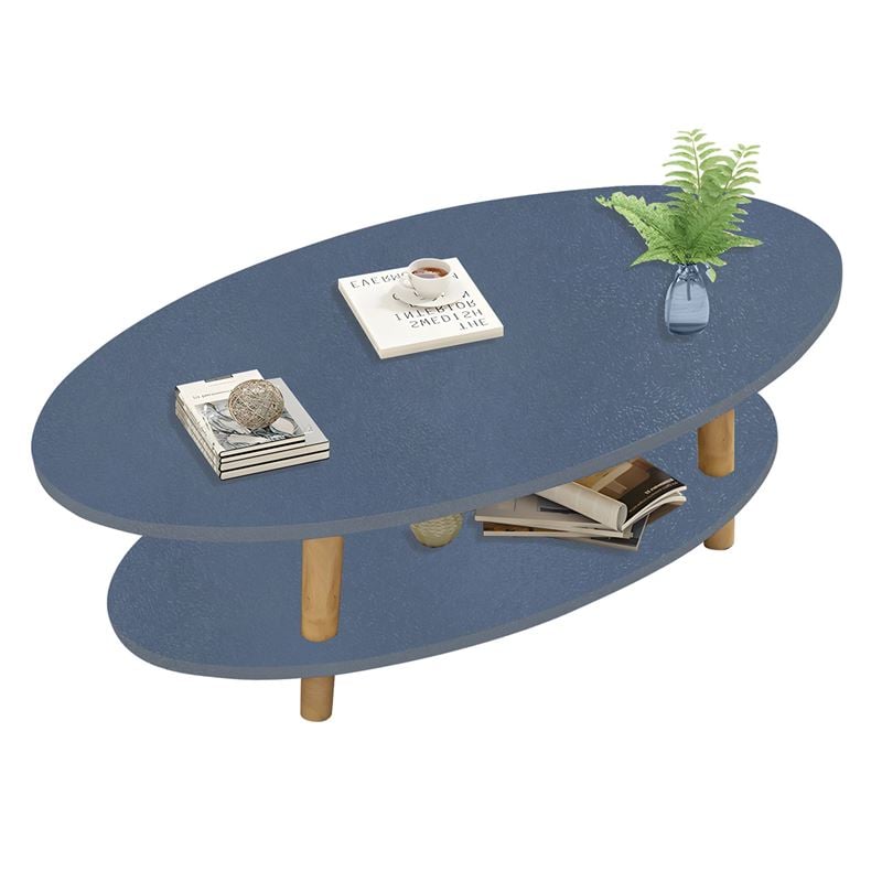 FINE Τραπεζάκι Σαλονιού Καθιστικού με Ράφι, Γκρι - Φυσικό