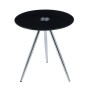 MABEL Τραπεζάκι Βοηθητικό Μέταλλο Χρώμιο - Γυαλί Μαύρο Tempered 8mm