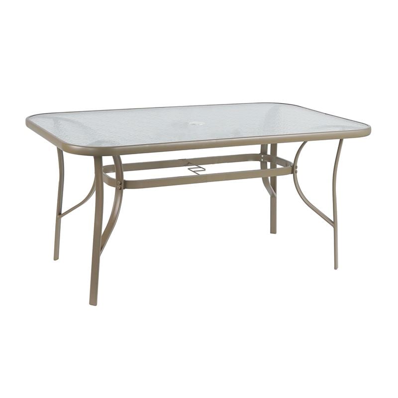 RIO Τραπέζι Κήπου - Βεράντας, Μέταλλο Βαφή Μπεζ, Γυαλί