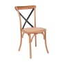DESTINY Καρέκλα Metal Cross Τραπεζαρίας Οξιά Φυσικό, Κάθισμα Ψάθα, Στοιβαζόμενη
